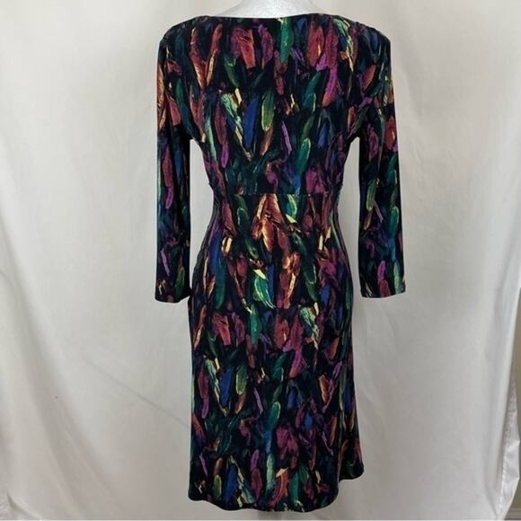 Carmen Marc Valvo Leaf Print Ruched BodyCon Dress NWOT Size S - Picture 5 of 12
